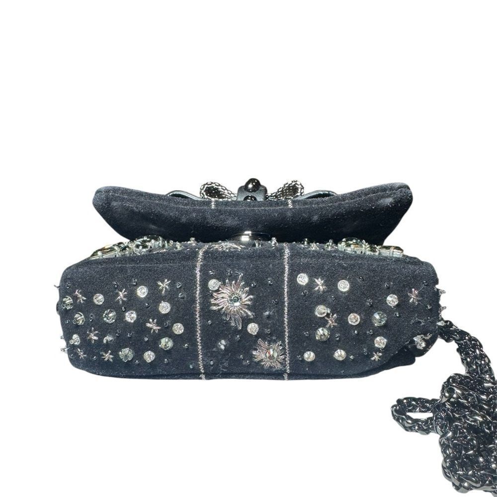 CHRISTIAN LOUBOUTIN Black Suede Sweet Charity Embellished Crossbody Evening Bag - Picture 5 of 15